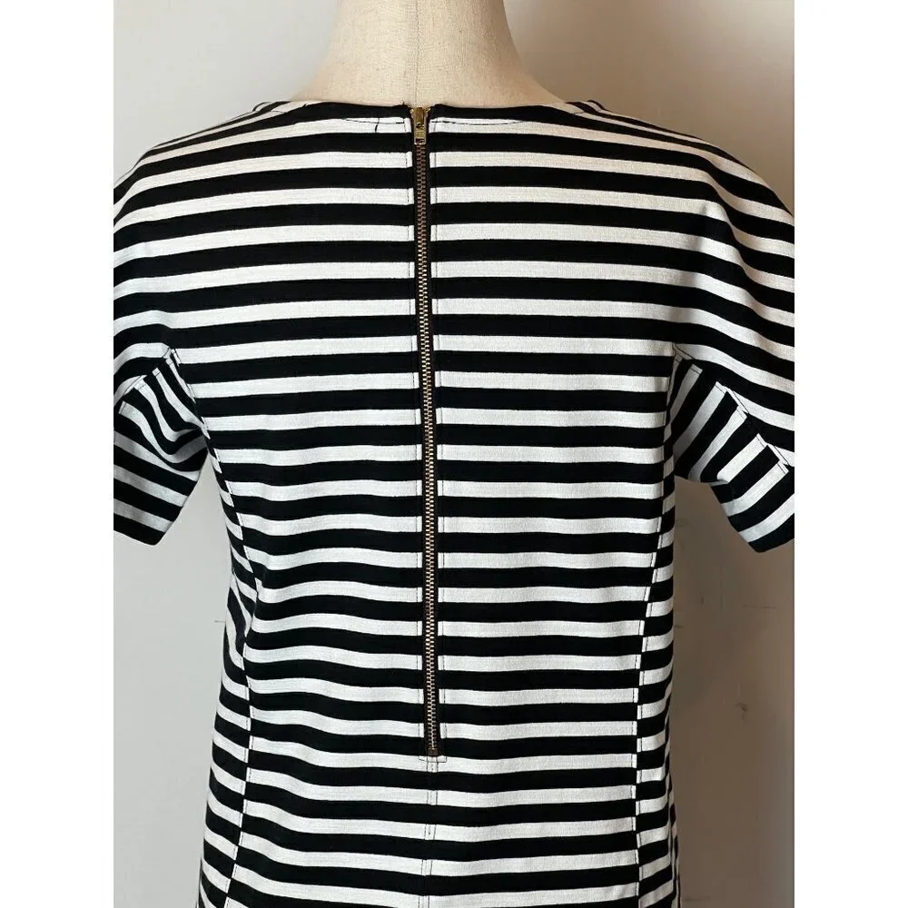 J. Crew‎ Black and White Striped Short Sleeve Crewneck Mini Dress Size XS